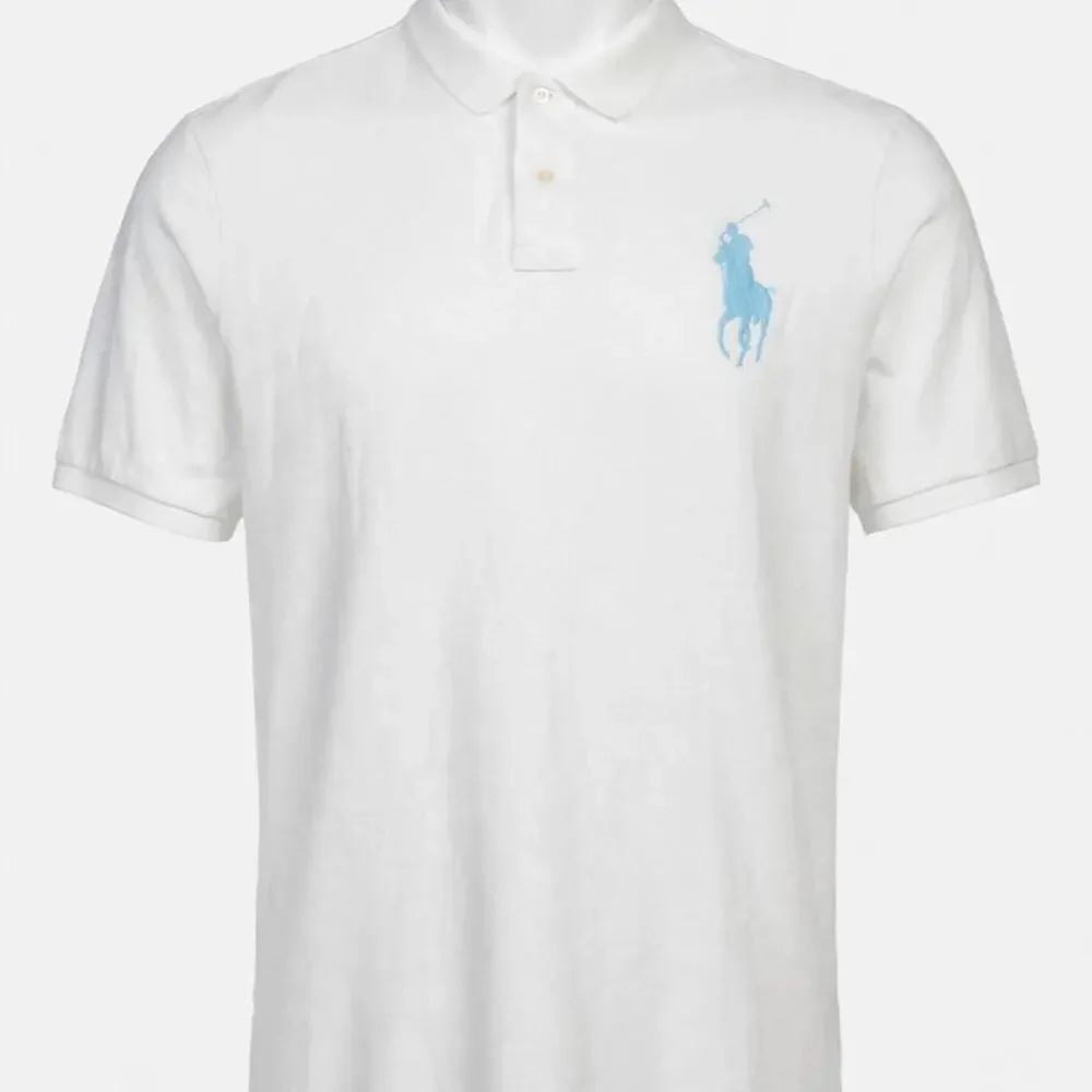 Polo Ralph Lauren Mens Polo Shirt XXL Classic Fit White Light Blue Big Pony RL18